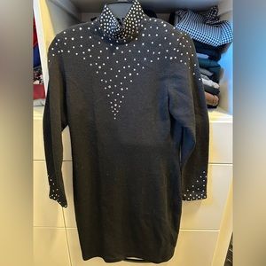 Crystal embellished vintage black dress